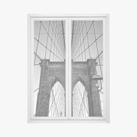 Sticker pour vitres et fenêtres perspective du pont de Brooklyn en noir et blanc – Wallnifity®
