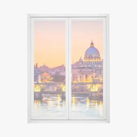 Sticker pour vitres et fenêtres coucher de soleil sur la basilique Saint-Pierre à Rome – Wallnifity®