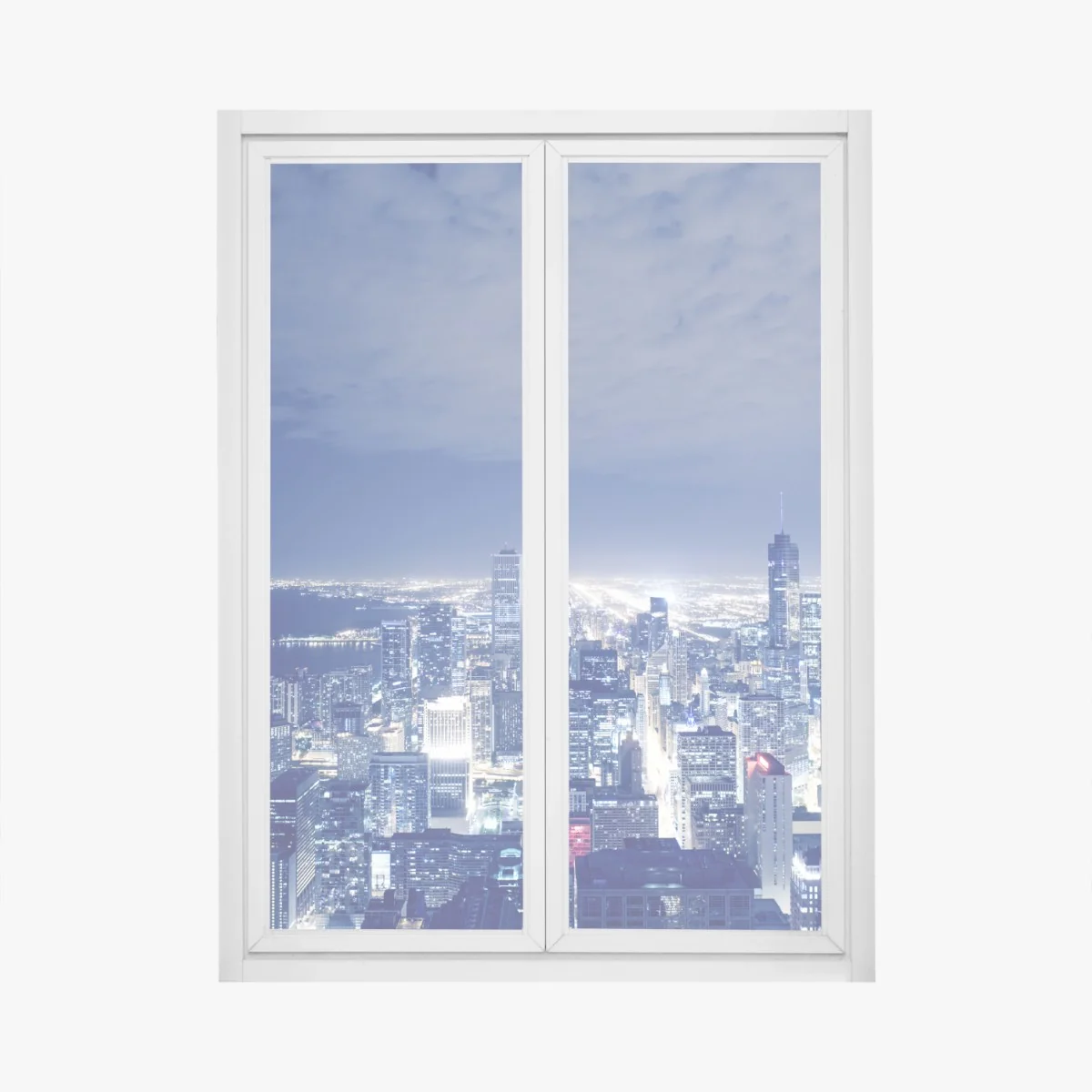 Sticker pour vitres et fenêtres panorama nocturne de Chicago en lumières bleutées – Wallnifity® Sticker pour vitres et fenêtres panorama nocturne de Chicago en lumières bleutées – Wallnifity®