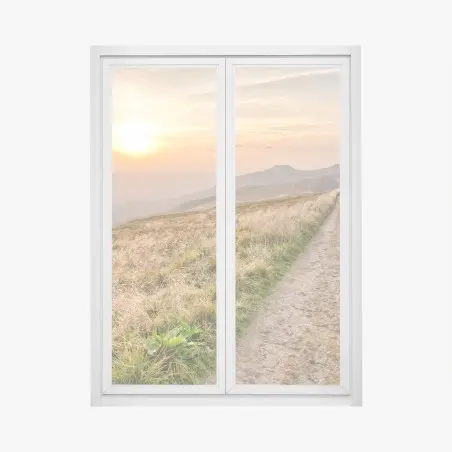 Sticker pour vitres et fenêtres sentier au coucher de soleil dans les Bieszczady – Wallnifity®