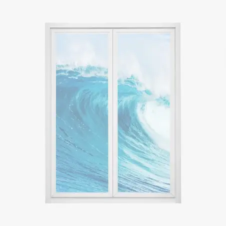 Sticker pour vitres et fenêtres vague océanique bleue en mouvement – Wallnifity®