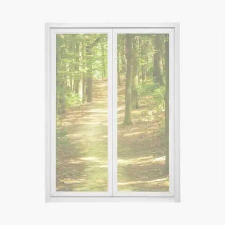 Sticker pour vitres et fenêtres sentier en forêt baigné de lumière – Wallnifity®
