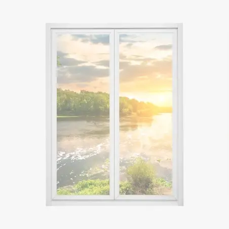 Sticker pour vitres et fenêtres coucher de soleil sur la rivière tranquille – Wallnifity®
