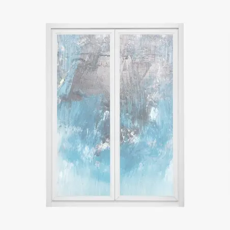 Sticker pour vitres et fenêtres océan abstrait en textures bleues – Wallnifity®