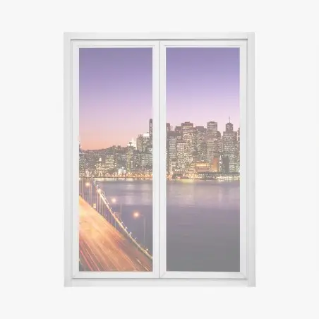 Sticker pour vitres et fenêtres coucher de soleil sur San Francisco et son pont emblématique – Wallnifity®