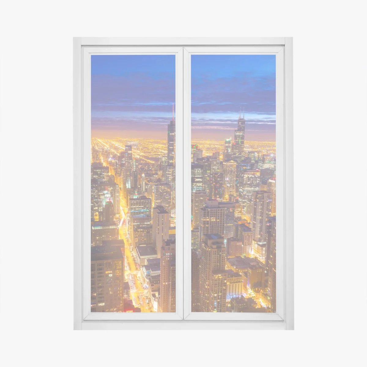 Sticker pour vitres et fenêtres vue nocturne de Chicago illuminée – Wallnifity® Sticker pour vitres et fenêtres vue nocturne de Chicago illuminée – Wallnifity®
