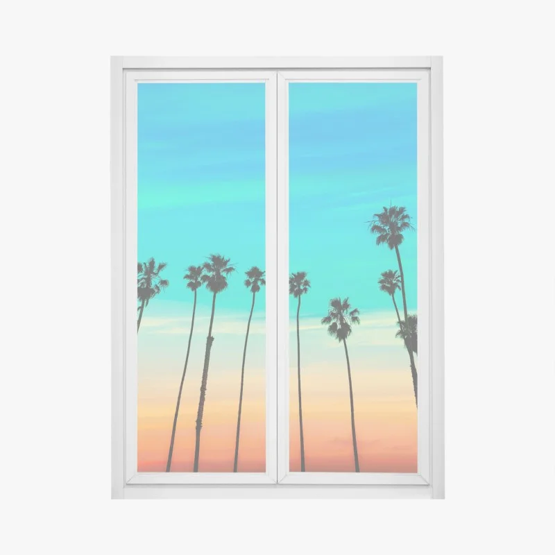 Sticker pour vitres et fenêtres lignes de palmiers au coucher du soleil à Santa Barbara – Wallnifity® Sticker pour vitres et fenêtres lignes de palmiers au coucher du soleil à Santa Barbara – Wallnifity®