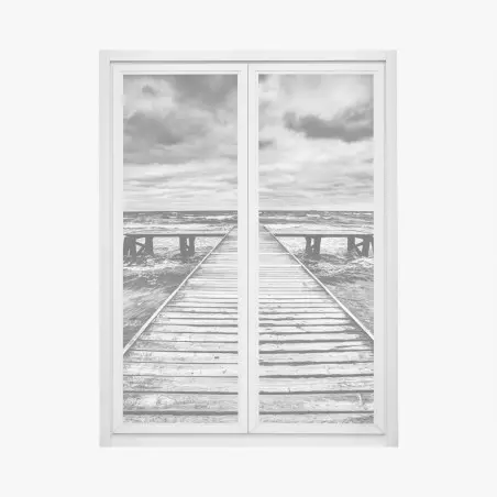 Sticker pour vitres et fenêtres jetée solitaire sous ciel orageux – Wallnifity®