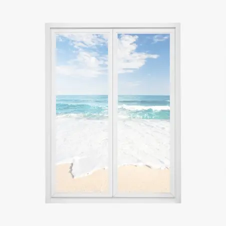 Sticker pour vitres et fenêtres brise marine et vagues turquoises – Wallnifity®