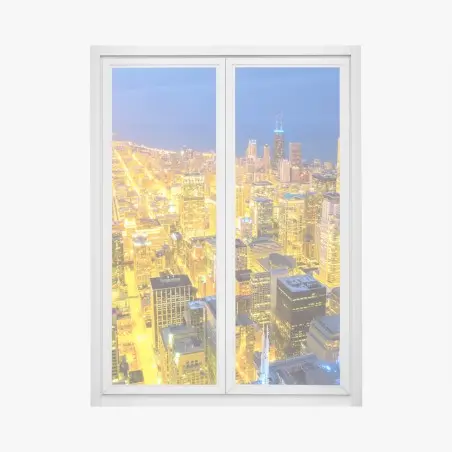 Sticker pour vitres et fenêtres horizon nocturne de Chicago en lumière dorée – Wallnifity®