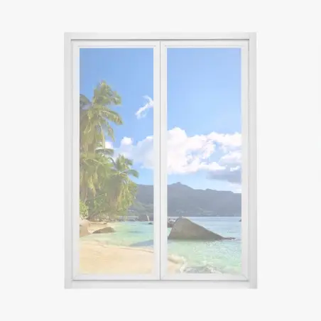 Sticker pour vitres et fenêtres plage paradisiaque de Mahé, Seychelles – Wallnifity®