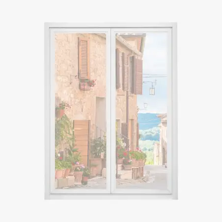 Sticker pour vitres et fenêtres ruelle fleurie de la vieille ville de Toscane – Wallnifity®