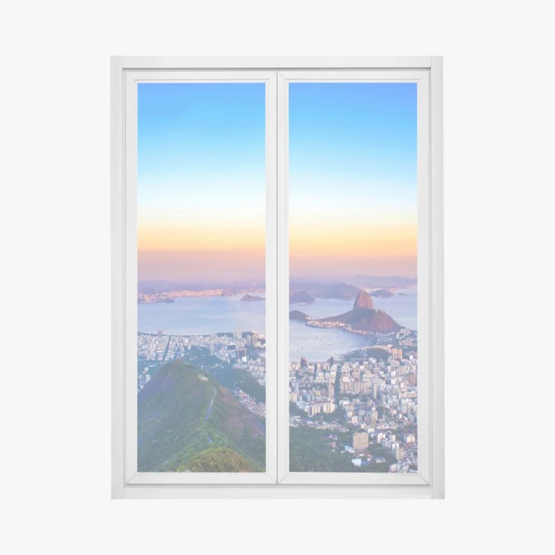 Sticker pour vitres et fenêtres panorama coloré de Rio de Janeiro au coucher du soleil – Wallnifity® Sticker pour vitres et fenêtres panorama coloré de Rio de Janeiro au coucher du soleil – Wallnifity®