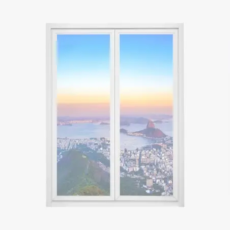 Sticker pour vitres et fenêtres panorama coloré de Rio de Janeiro au coucher du soleil – Wallnifity®