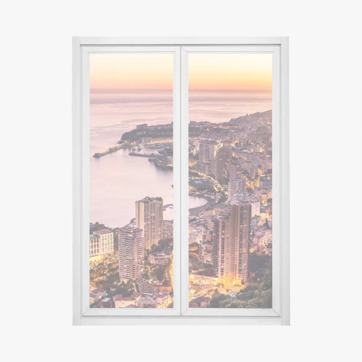 Sticker pour vitres et fenêtres vue panoramique de Monaco au crépuscule – Wallnifity® Sticker pour vitres et fenêtres vue panoramique de Monaco au crépuscule – Wallnifity®