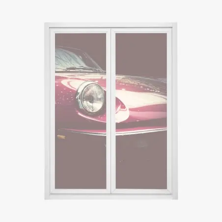 Sticker pour vitres et fenêtres détail élégant d'une voiture classique rouge – Wallnifity®