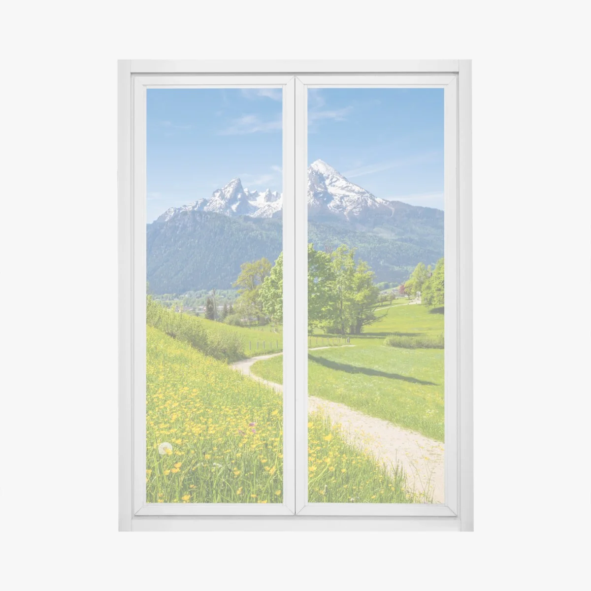 Sticker pour vitres et fenêtres paysage des Alpes au printemps – Wallnifity® Sticker pour vitres et fenêtres paysage des Alpes au printemps – Wallnifity®