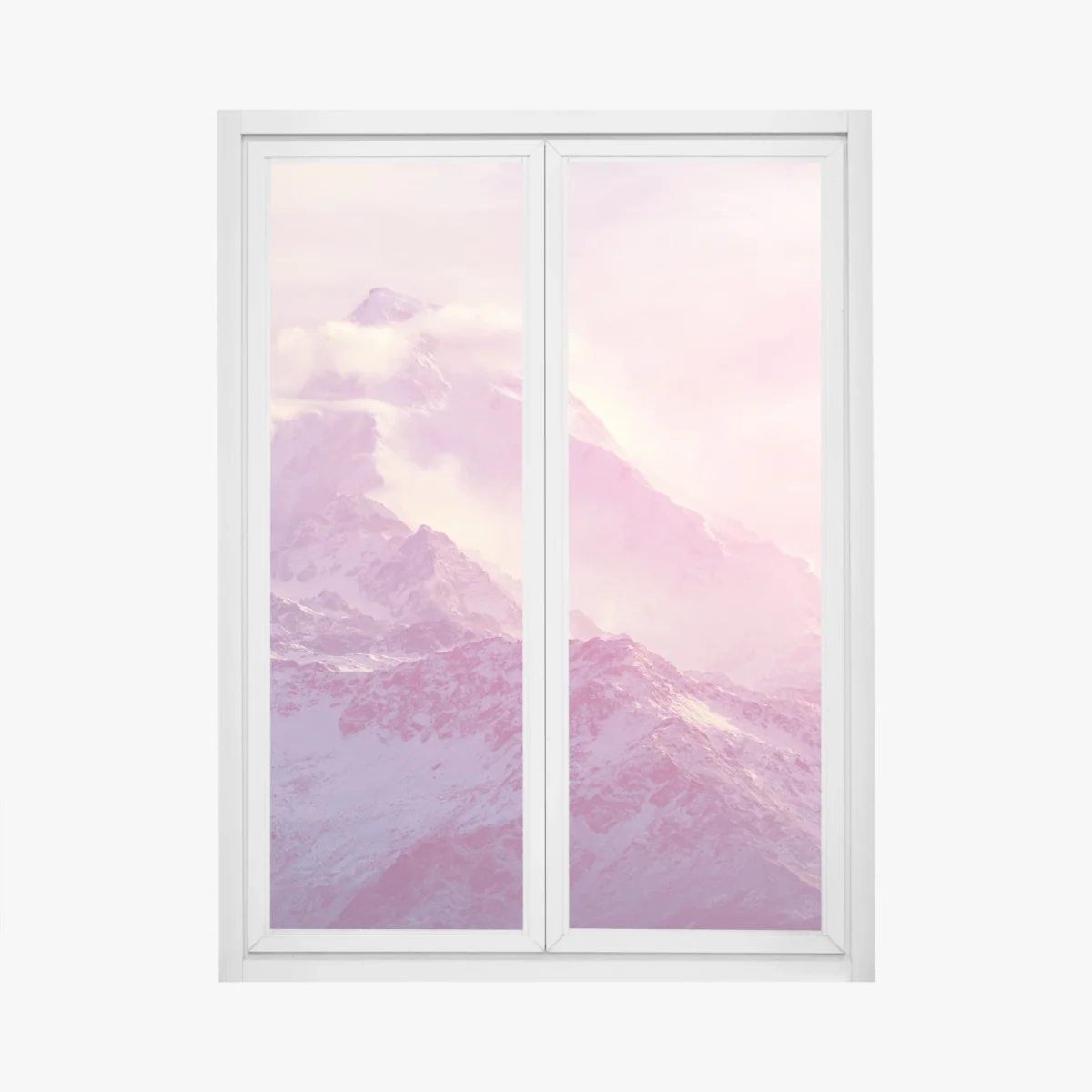 Sticker pour vitres et fenêtres lueur rose sur sommet enneigé – Wallnifity® Sticker pour vitres et fenêtres lueur rose sur sommet enneigé – Wallnifity®