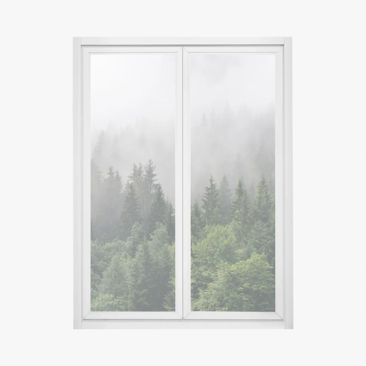 Sticker pour vitres et fenêtres brume mystérieuse sur la forêt de conifères – Wallnifity® Sticker pour vitres et fenêtres brume mystérieuse sur la forêt de conifères – Wallnifity®
