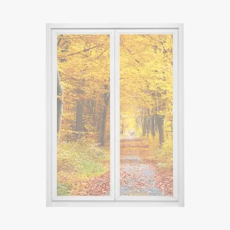 Sticker pour vitres et fenêtres chemin d'automne en forêt dorée – Wallnifity®