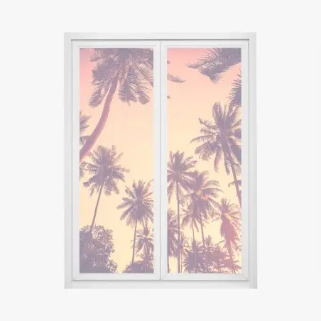 Sticker pour vitres et fenêtres crépuscule tropical vintage – Wallnifity®