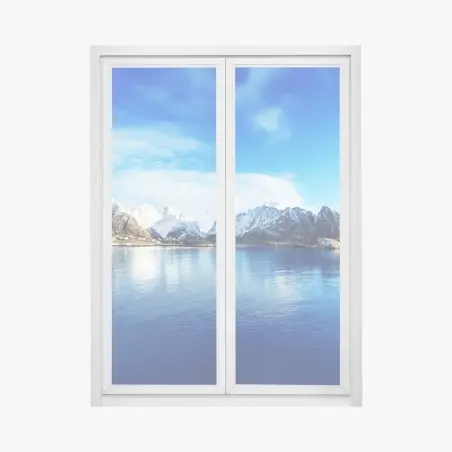Sticker pour vitres et fenêtres panorama hivernal de Reine, îles Lofoten – Wallnifity®