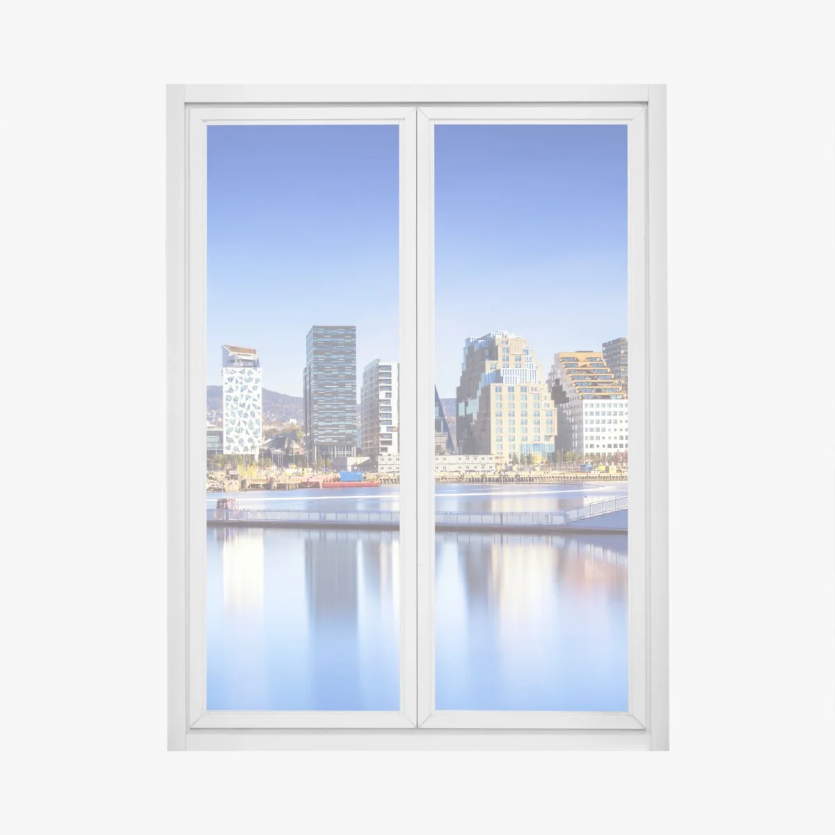 Sticker pour vitres et fenêtres horizon urbain moderne au bord de l'eau – Wallnifity® Sticker pour vitres et fenêtres horizon urbain moderne au bord de l'eau – Wallnifity®