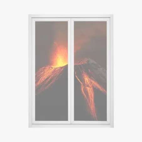Sticker pour vitres et fenêtres éruption volcanique incandescente – Wallnifity®