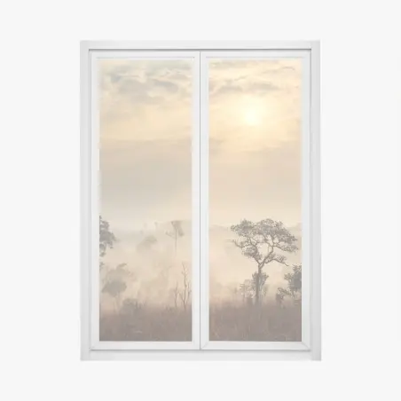 Sticker pour vitres et fenêtres brume dorée sur la savane de Thaïlande – Wallnifity®