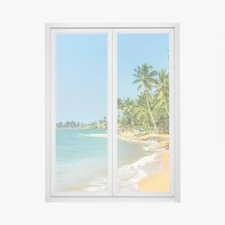 Sticker pour vitres et fenêtres côte tropicale sous les palmiers – Wallnifity®