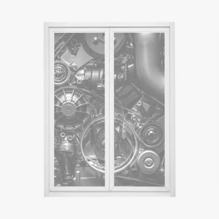 Sticker pour vitres et fenêtres détails mécaniques en noir et blanc – Wallnifity®