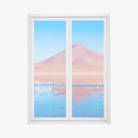 Sticker pour vitres et fenêtres flamants roses et reflets de Laguna Colorada – Wallnifity®