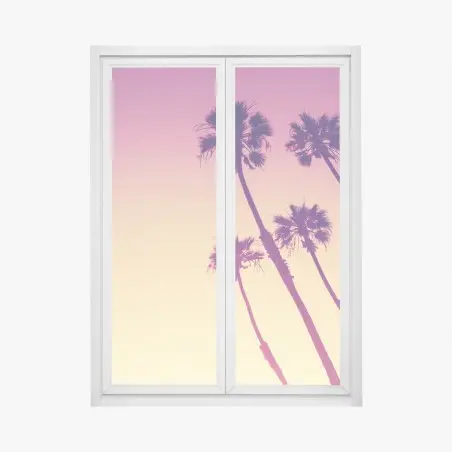 Sticker pour vitres et fenêtres palmiers au crépuscule à Sunset Cliffs, San Diego – Wallnifity®