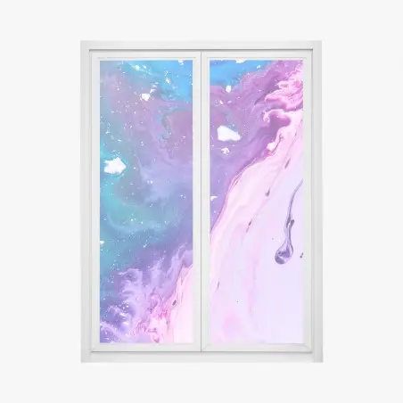 Sticker pour vitres et fenêtres vagues acryliques bleu et rose – Wallnifity®