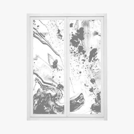 Sticker pour vitres et fenêtres marbrure d'encre noir et blanc – Wallnifity®