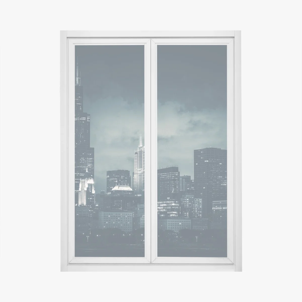 Sticker pour vitres et fenêtres silhouette nocturne de Chicago en bleu profond – Wallnifity® Sticker pour vitres et fenêtres silhouette nocturne de Chicago en bleu profond – Wallnifity®