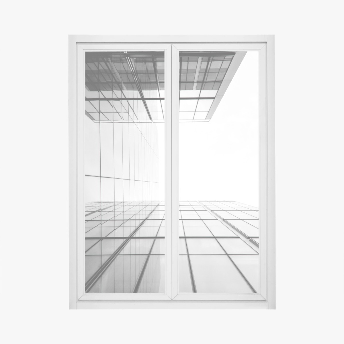 Sticker pour vitres et fenêtres perspective urbaine de façades en verre et lignes géométriques – Wallnifity®