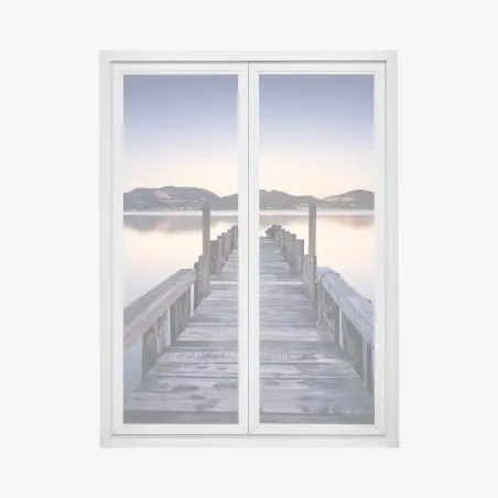 Sticker pour vitres et fenêtres jetée en bois au crépuscule à Massaciuccoli – Wallnifity®