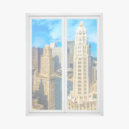 Sticker pour vitres et fenêtres panorama urbain de Chicago au bord de la rivière – Wallnifity®