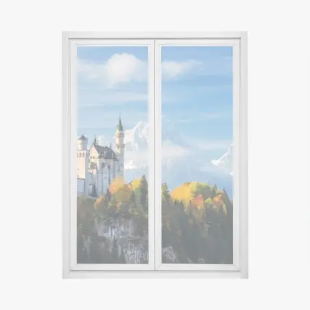 Sticker pour vitres et fenêtres château féerique sur les hauteurs des Alpes – Wallnifity®