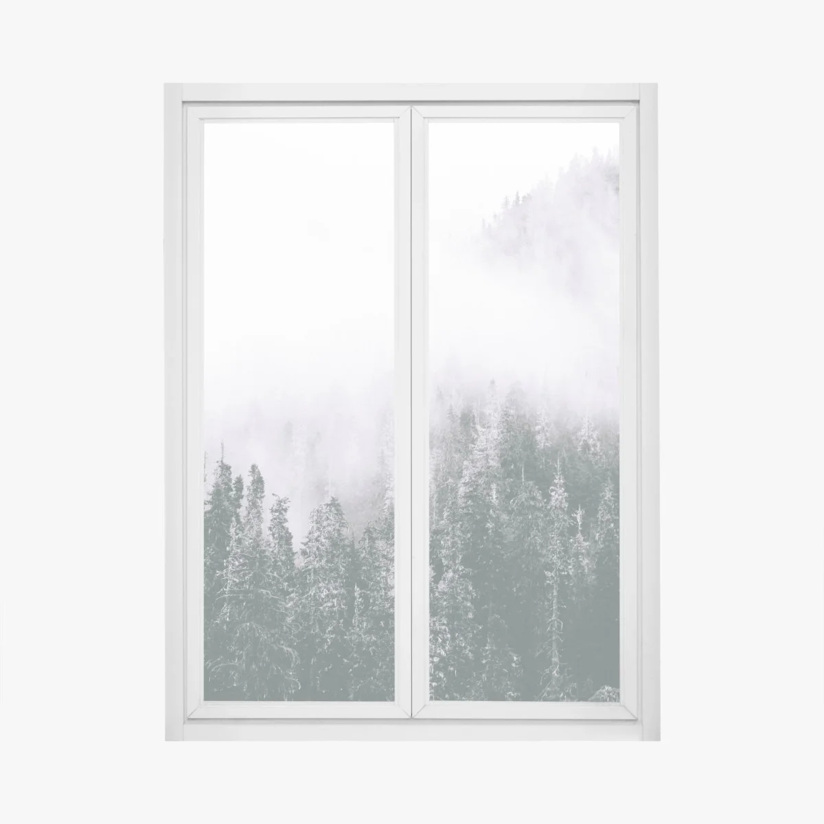 Sticker pour vitres et fenêtres forêt brumeuse en noir et blanc – Wallnifity® Sticker pour vitres et fenêtres forêt brumeuse en noir et blanc – Wallnifity®
