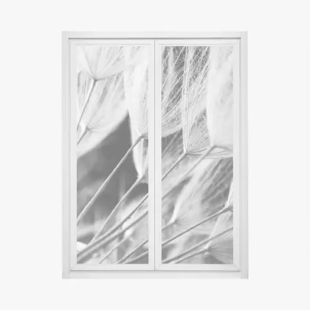 Sticker pour vitres et fenêtres plumes de pissenlit en noir et blanc – Wallnifity®