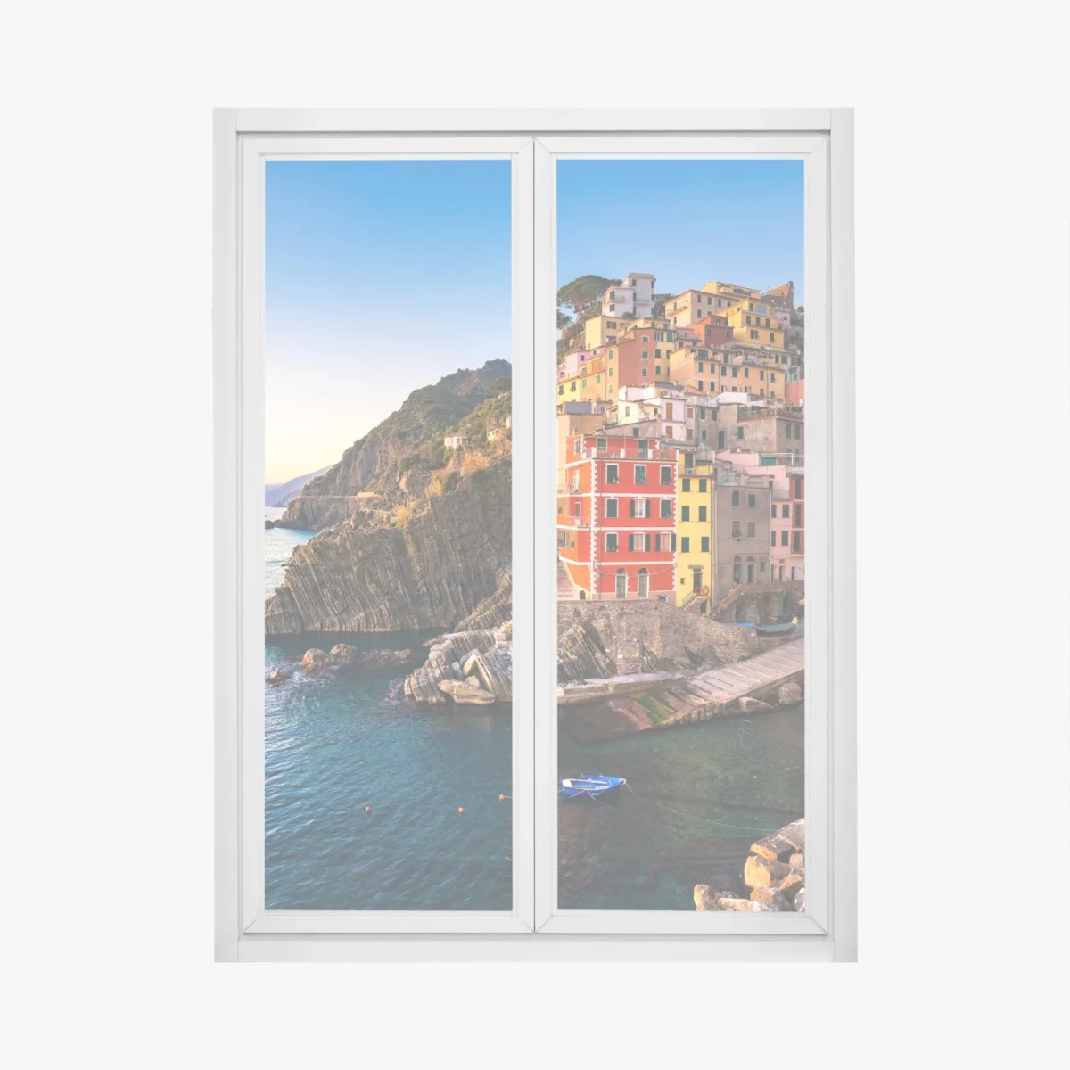 Sticker pour vitres et fenêtres Riomaggiore au crépuscule : paysage côtier coloré – Wallnifity® Sticker pour vitres et fenêtres Riomaggiore au crépuscule : paysage côtier coloré – Wallnifity®