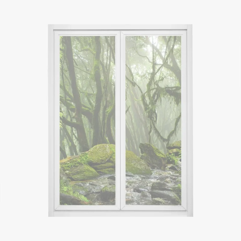 Sticker pour vitres et fenêtres ruisseau dans la forêt embrumée – Wallnifity® Sticker pour vitres et fenêtres ruisseau dans la forêt embrumée – Wallnifity®