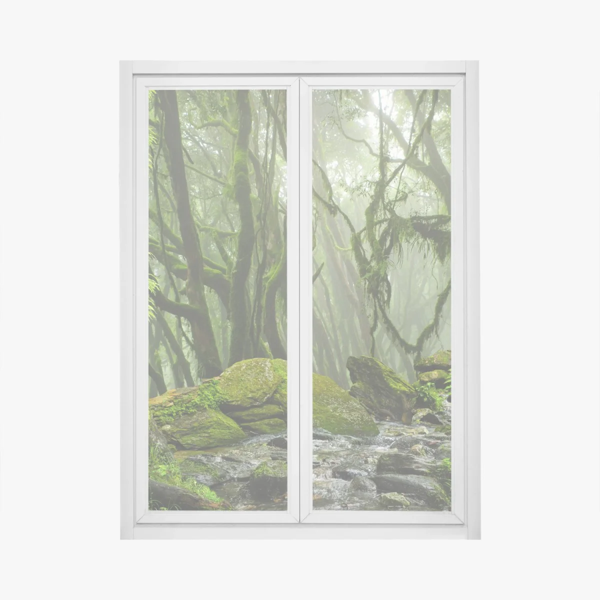 Sticker pour vitres et fenêtres ruisseau dans la forêt embrumée – Wallnifity® Sticker pour vitres et fenêtres ruisseau dans la forêt embrumée – Wallnifity®