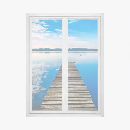 Sticker pour vitres et fenêtres ponton tranquille sur le lac de Masurie – Wallnifity®