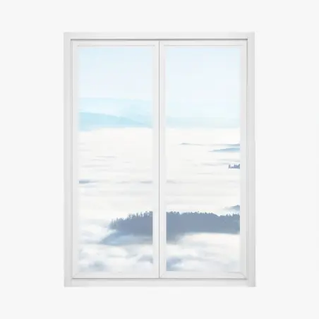 Sticker pour vitres et fenêtres paysage brumeux au coucher de soleil dans les Vosges – Wallnifity®