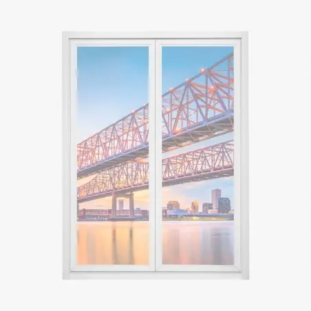 Sticker pour vitres et fenêtres pont emblématique de la Nouvelle-Orléans au coucher de soleil – Wallnifity®