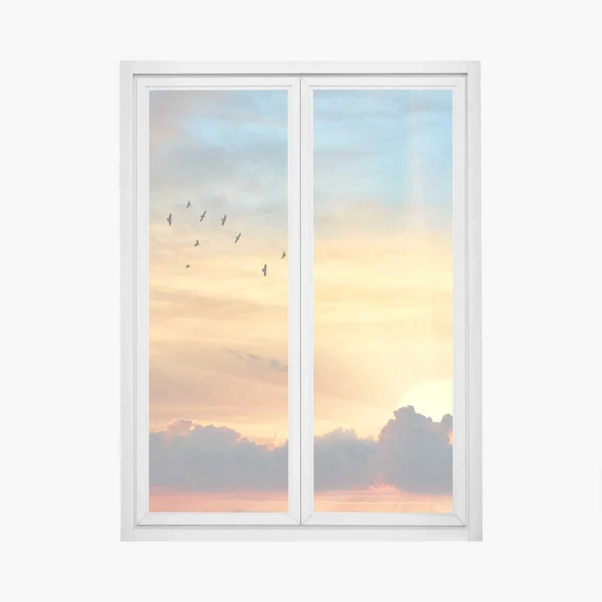 Sticker pour vitres et fenêtres aube dorée et envol d'oiseaux – Wallnifity® Sticker pour vitres et fenêtres aube dorée et envol d'oiseaux – Wallnifity®
