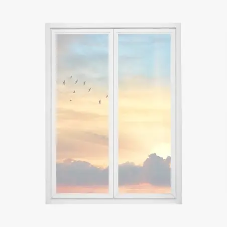 Sticker pour vitres et fenêtres aube dorée et envol d'oiseaux – Wallnifity®